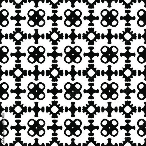 Geometric vector pattern with Black and white colors. Seamless abstract ornament for wallpapers and backgrounds.