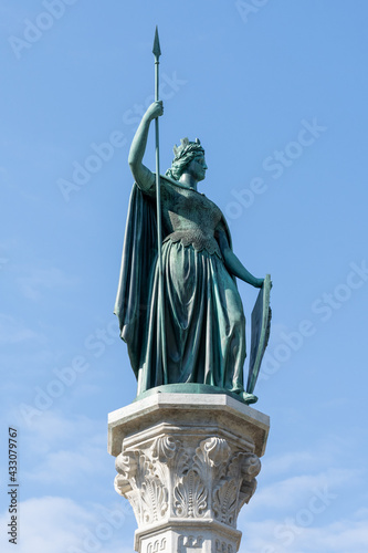 Photography close up view of the staute of Berna the patron saint and symbol of the city of