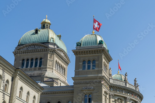 close up view of the Swiss parliament building or Bundeshaus in Bern photo