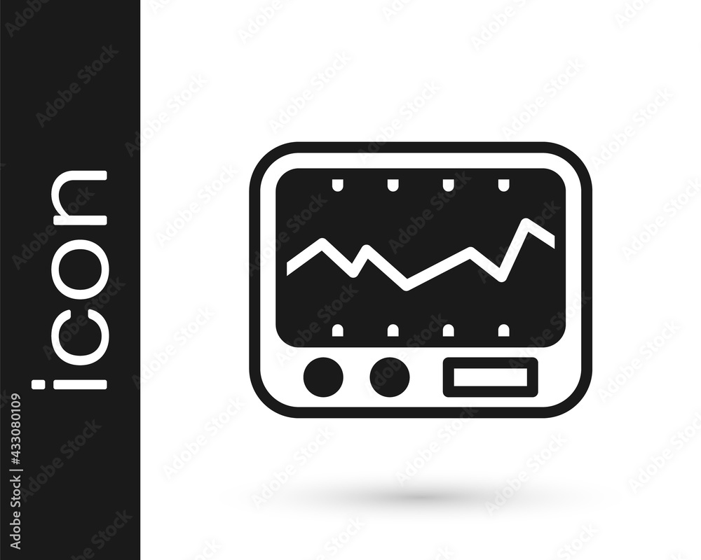 Black Electrical measuring instrument icon isolated on white background. Analog devices. Measuring device laboratory research. Vector Black Electrical measuring instrument icon isolated on white background. Analog devices. Measuring device laboratory research. Vector