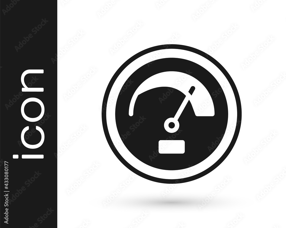 Black Speedometer icon isolated on white background. Vector