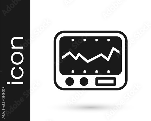 Black Electrical measuring instrument icon isolated on white background. Analog devices. Measuring device laboratory research. Vector