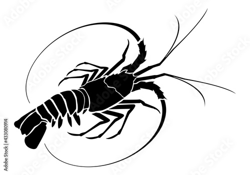 Seafood vector illustrations.Lobster Silhouette Icon on White Background. Vector - Vector