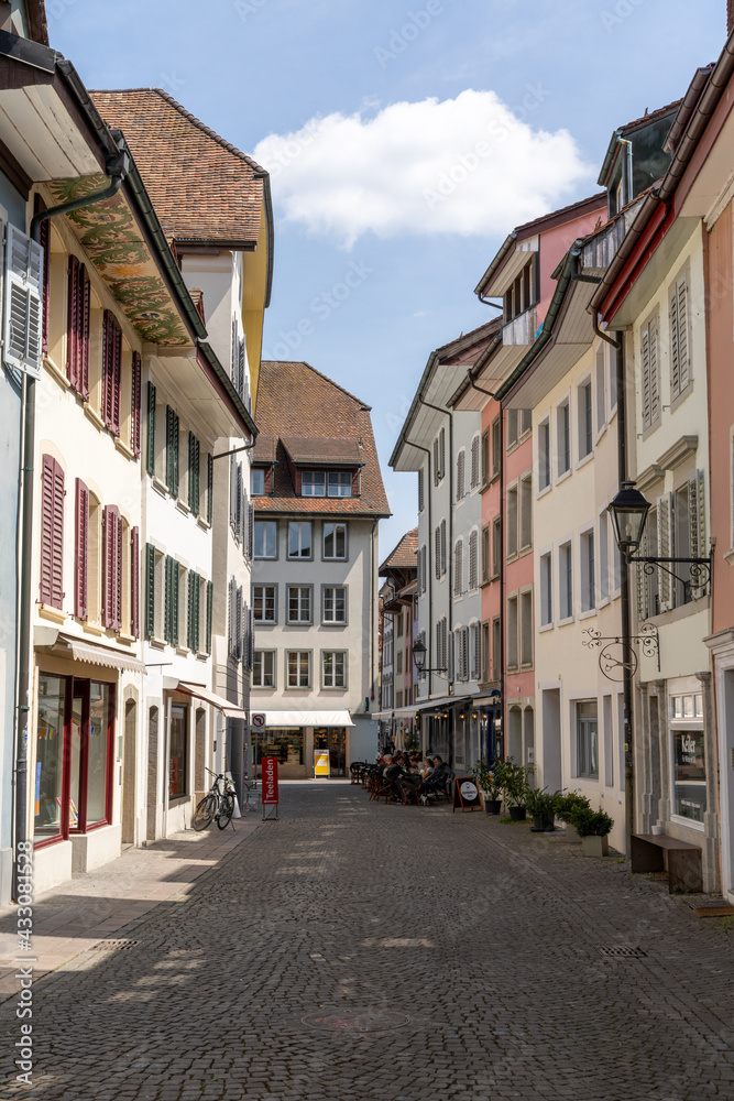 the historic city center in the Swiss town of Aarau