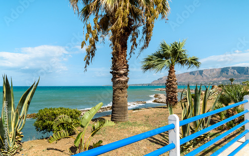 Fototapeta Naklejka Na Ścianę i Meble -  Landscape of Mediterranean sea from sicilian village Trappeto, province of Palermo, Italy