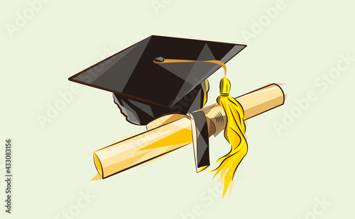 Graduation toga hat. Vector Illustration EPS 10.