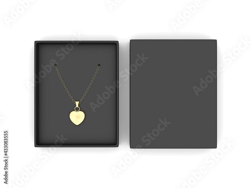 Paper Jewelry Pendant  Gift   Packaging Rigid Box. 3d render illustration.