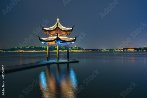 West Lake is a freshwater lake in Hangzhou  China. It is divided into five sections by three causeways. 