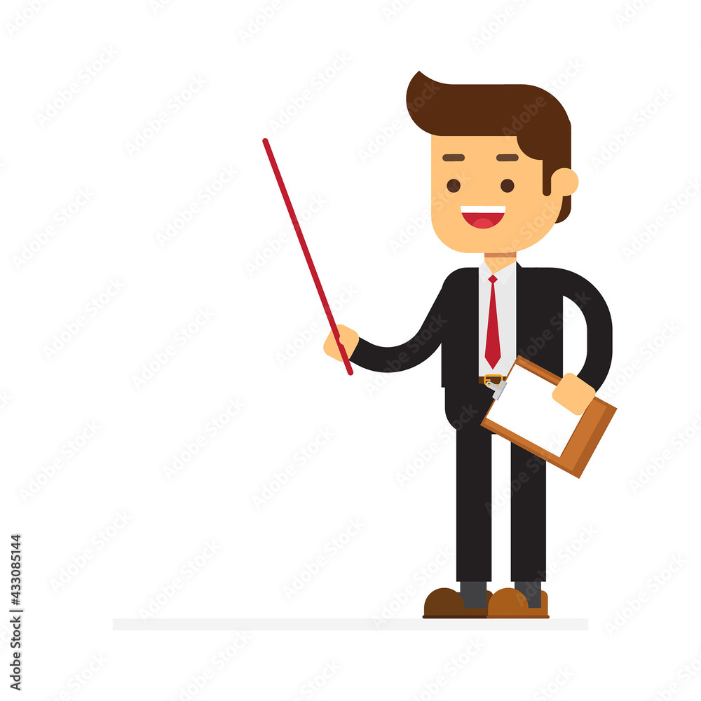 Businessman doing presentation flat vector illustration Businessman doing presentation flat vector illustration