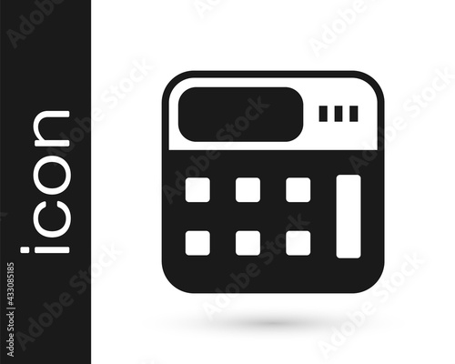 Black Calculator icon isolated on white background. Accounting symbol. Business calculations mathematics education and finance. Vector