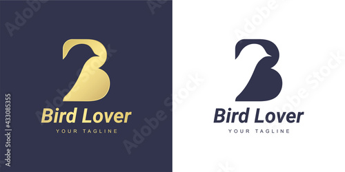 Letter b logo with a minimalist "dove" or "bird" concept