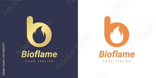 Letter b logo with a minimalist "fire" or "flame" concept