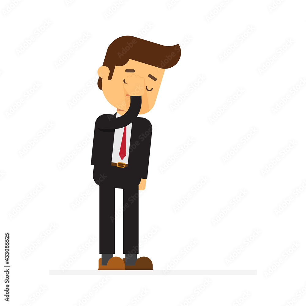 Businessman feeling stress, shame and having a headache Businessman feeling stress, shame and having a headache