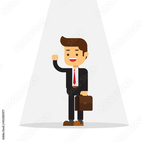 Businessman standing in spotlight