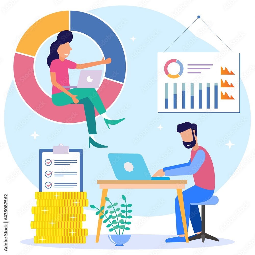 Illustration vector graphic cartoon character of business profit Illustration vector graphic cartoon character of business profit