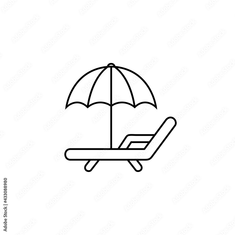 Sunbed icon. Thin linear sunbed outline icon isolated on white background from summer collection. Web Design, Mobile App. Eps10 Sunbed icon. Thin linear sunbed outline icon isolated on white background from summer collection. Web Design, Mobile App. Eps10