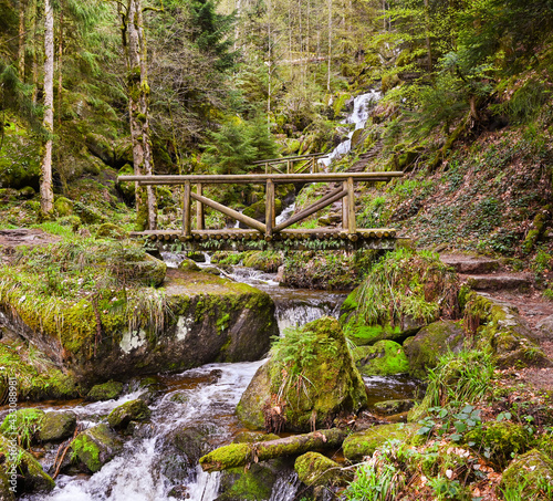 The Gertelbach waterfall in the Bühler valley, Northern Black Forest. Baden-Wuerttemberg, Germany, Europe photo