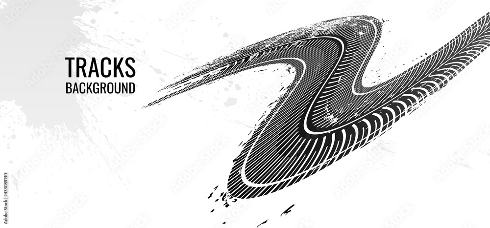 Obraz premium Tire tracks, vector illustration, grunge. 