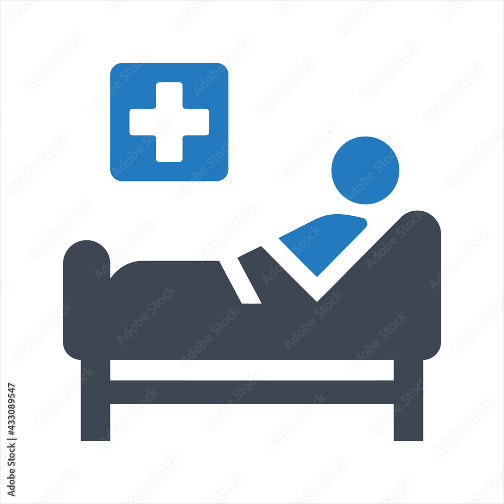Hospitalization icon. Medical treatment icon, vector and glyph Stock