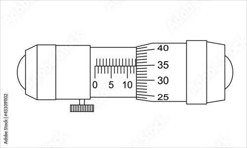 Nutromer. Device for measuring the internal diameter of cylinders. Vector illustration