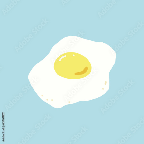 scrambled eggs hand drawn vector on a blue background. poster, sticker.