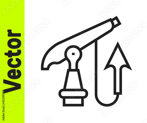 Black line Fishing harpoon icon isolated on white background. Fishery manufacturers for catching fish under water. Diving underwater equipment. Vector