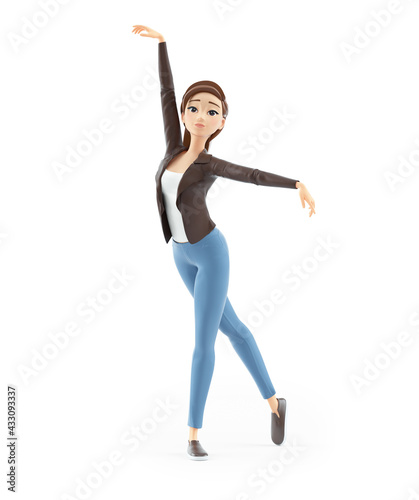Fototapeta Naklejka Na Ścianę i Meble -  3d cartoon woman ballet dance pose
