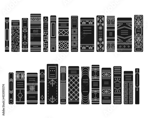 A set of simple style spines of books in retro style, classic editions.