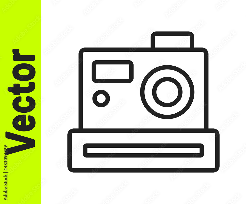 Black line Photo camera icon isolated on white background. Foto camera. Digital photography. Vector Black line Photo camera icon isolated on white background. Foto camera. Digital photography. Vector