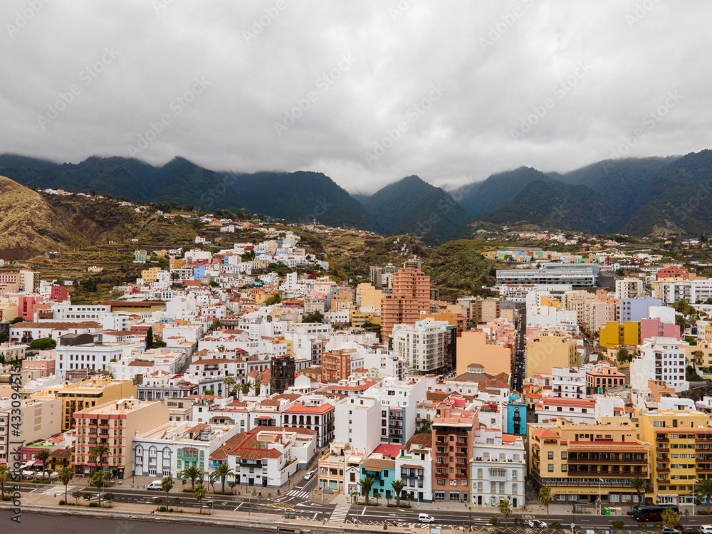 Aerial view on Santa Cruz de La Palma, the capital city of La Palma, Canary Islands, Spain