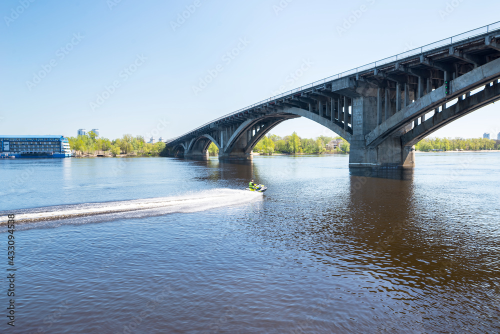 Close-up of a bridge on the Dnieper in Kiev.