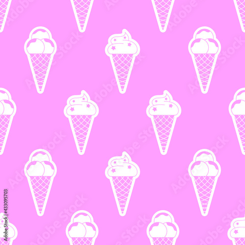 Seamless Pink Ice Cream Summer Pattern