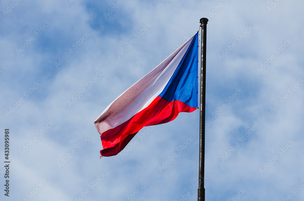 Czech flag waving in the wind
