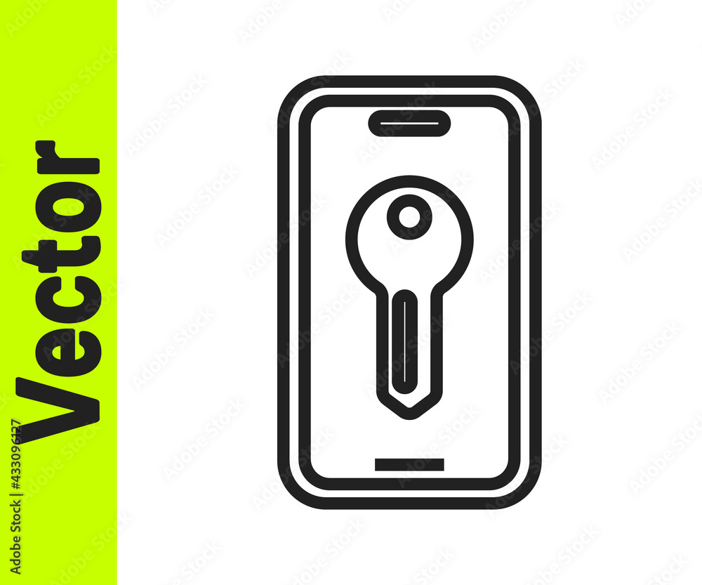 Black line Smart key icon isolated on white background. Vector Black line Smart key icon isolated on white background. Vector
