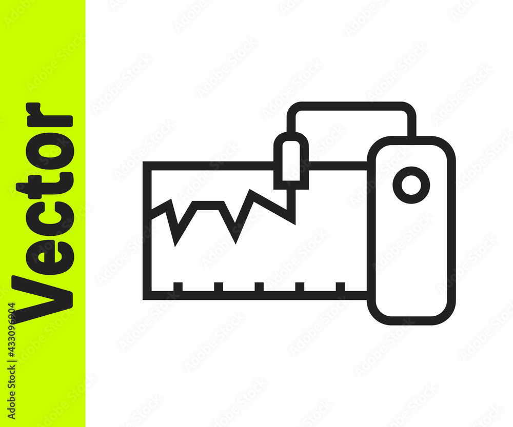 Black line Electrical measuring instrument icon isolated on white background. Analog devices. Measuring device laboratory research. Vector Black line Electrical measuring instrument icon isolated on white background. Analog devices. Measuring device laboratory research. Vector