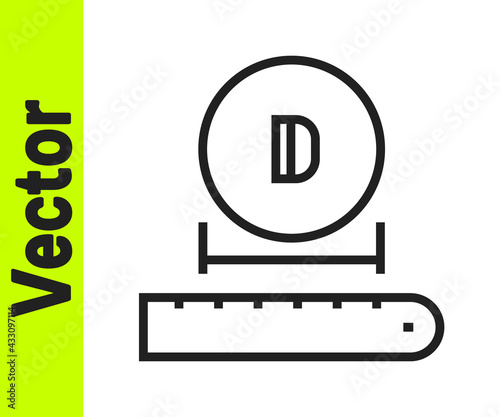 Black line Diameter icon isolated on white background. Vector