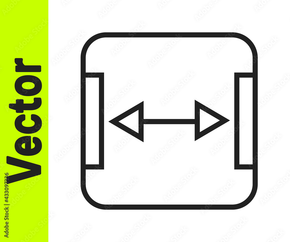 Black line Area measurement icon isolated on white background. Vector