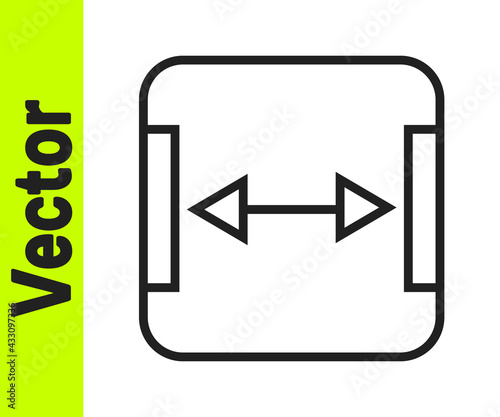Black line Area measurement icon isolated on white background. Vector