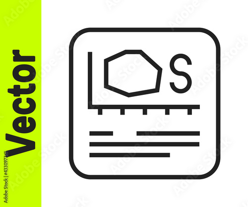 Black line Area measurement icon isolated on white background. Vector