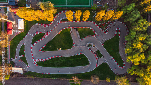 Race karting track photo taken by drone photo