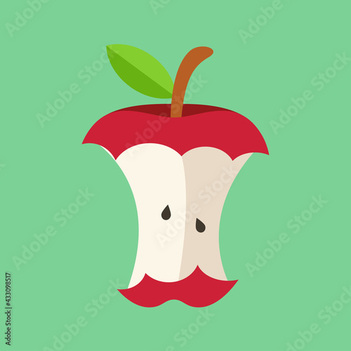 apple core flat design vector. icon apple core flat art.