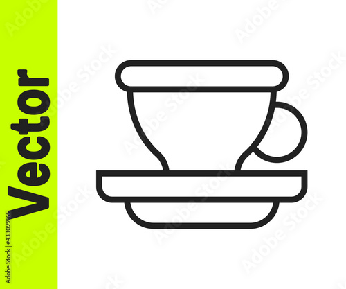 Black line Coffee cup icon isolated on white background. Tea cup. Hot drink coffee. Vector
