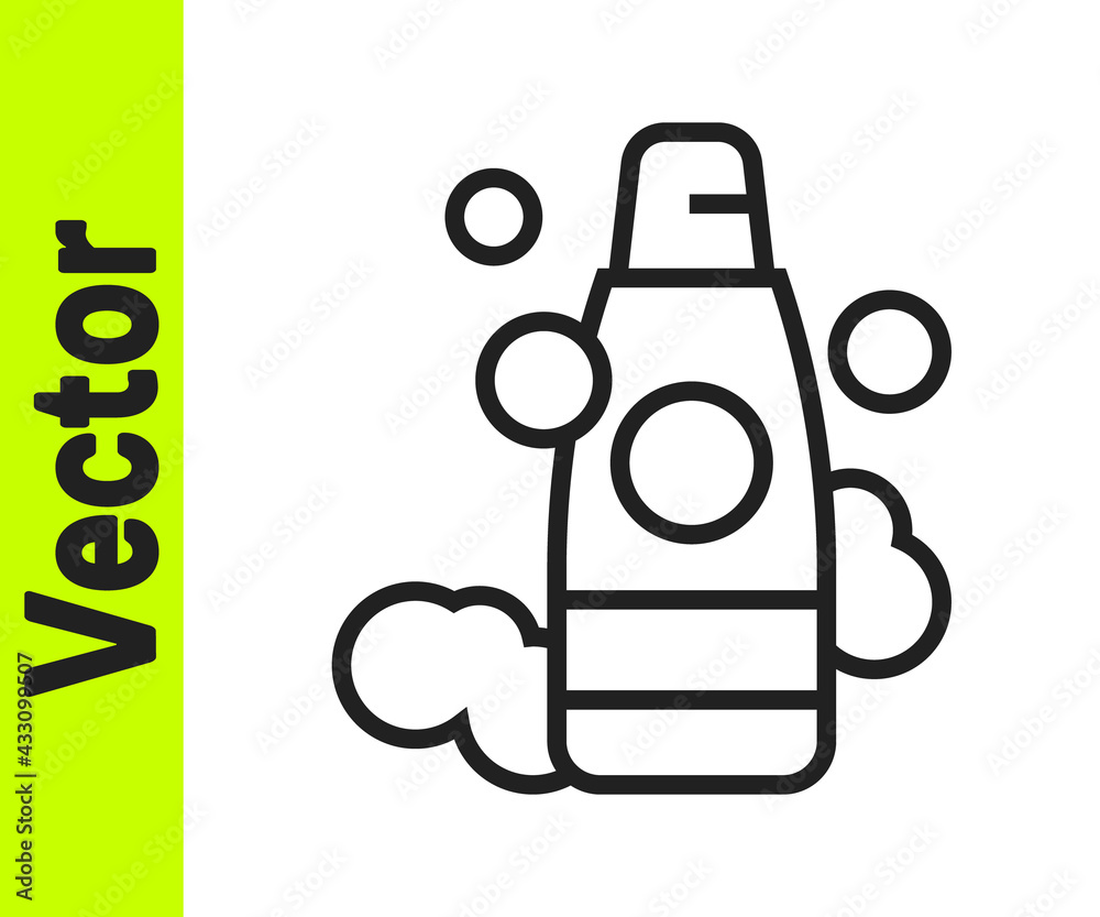 Black line Bottle of shampoo icon isolated on white background. Vector Black line Bottle of shampoo icon isolated on white background. Vector