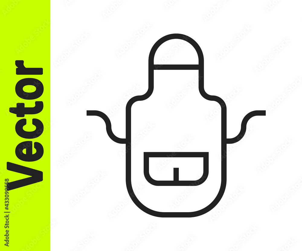 Black line Barber apron icon isolated on white background. Apron of a hairdresser with pockets. Vector Black line Barber apron icon isolated on white background. Apron of a hairdresser with pockets. Vector