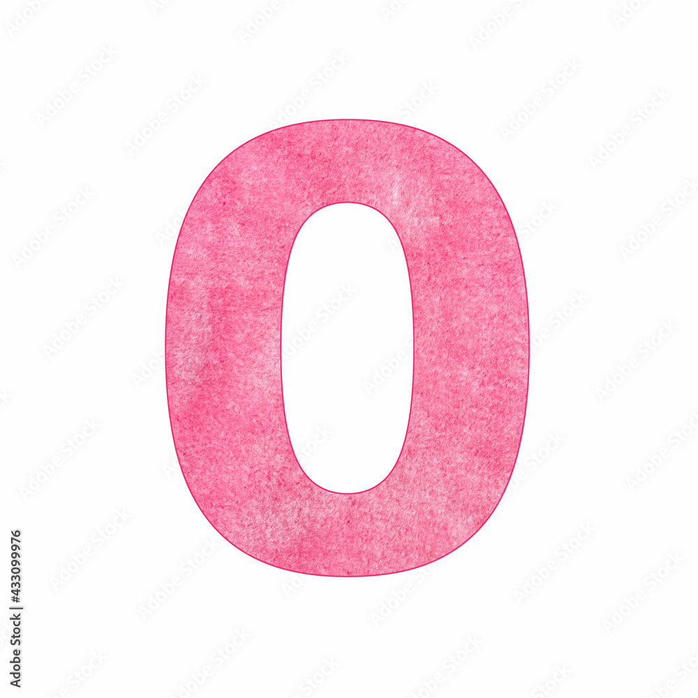 Number digit zero - Pink plush texture
