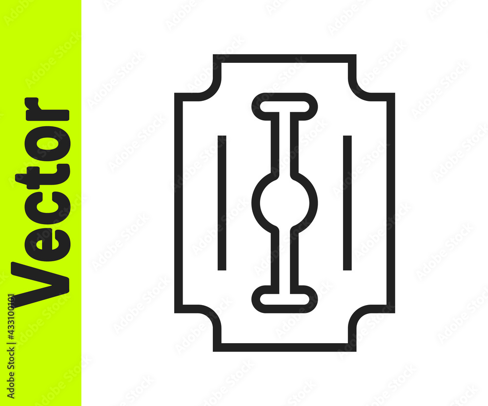 Black line Blade razor icon isolated on white background. Vector Black line Blade razor icon isolated on white background. Vector