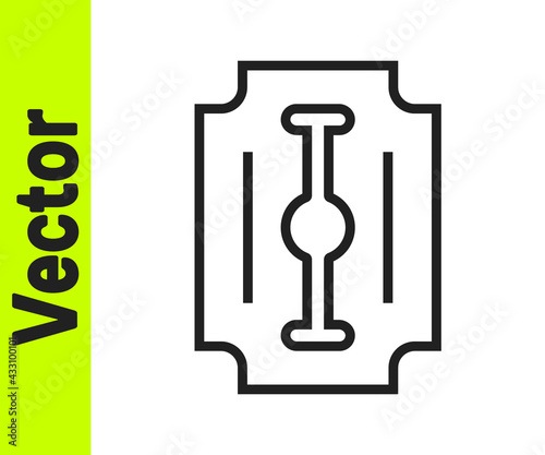 Black line Blade razor icon isolated on white background. Vector