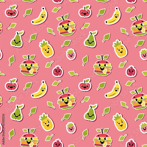 Vector pattern. Fruit and berry seamless background.