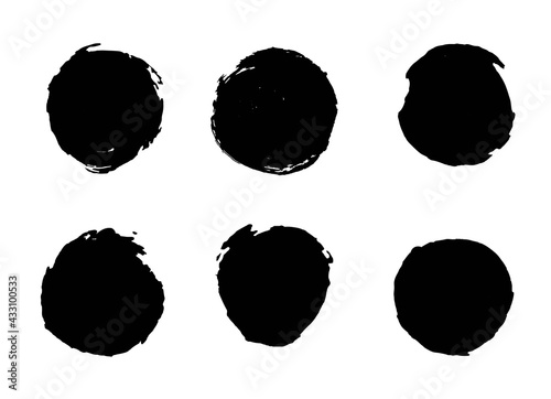 Round Brush Strokes Set Vector Design Element