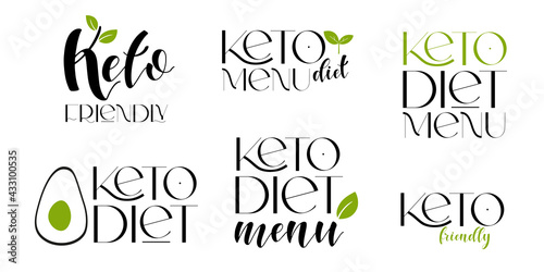 Keto friendly diet vector design elements. Set of badges.
